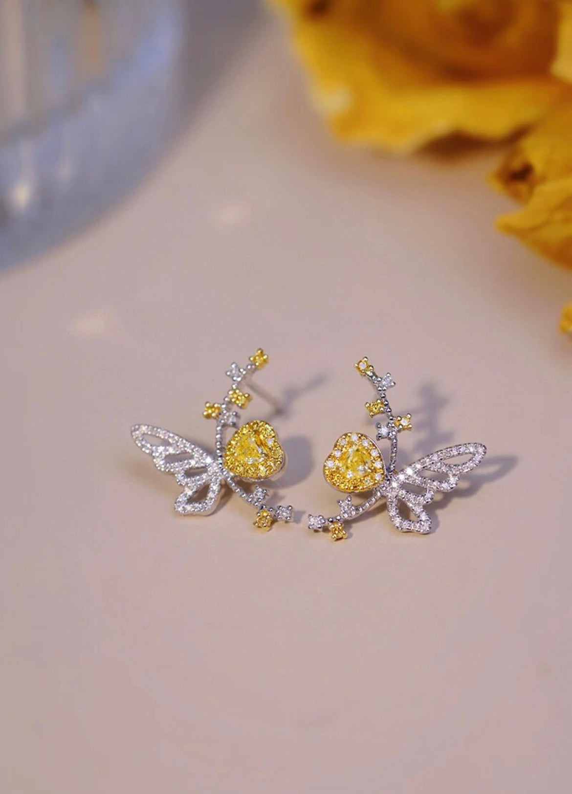 Yellow Butterfly Wire Earrings. Sterling Silver | Nicole Barr